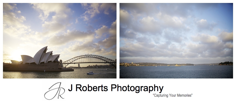 Sunset views from the Sydney Glass Island - sydney wedding photography 